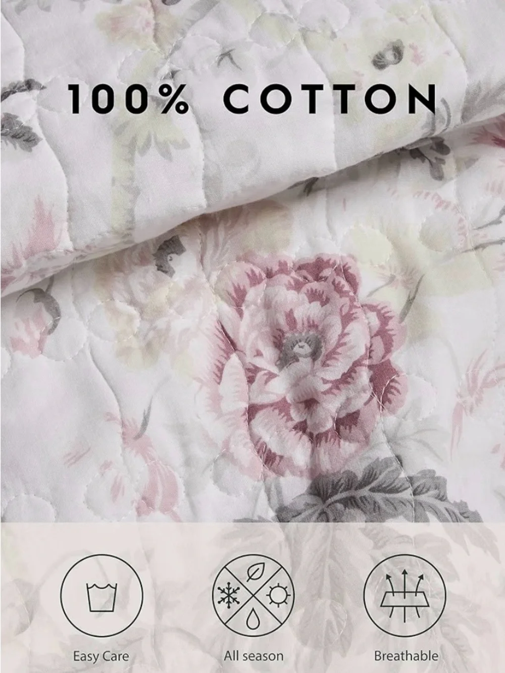 Classic Floral Quilt Set in Soft White and Pink - Laura Ashley